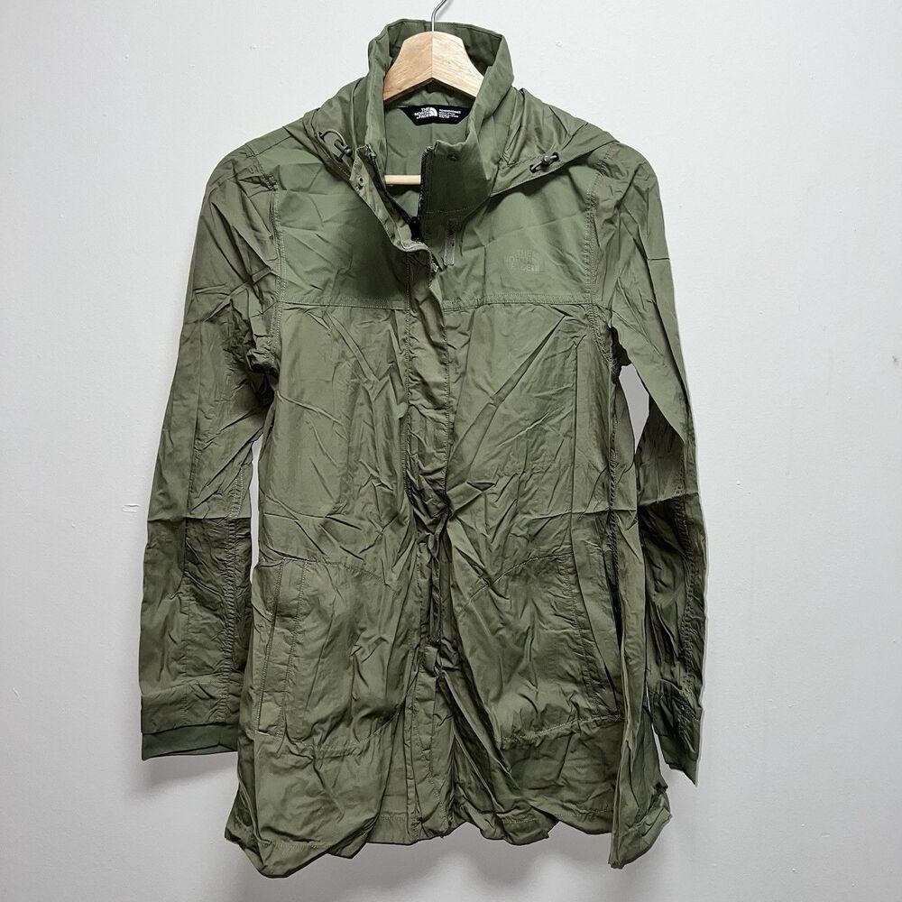 The North Face Flychute A-Line jacket in olive green rain coat women’s size XS
